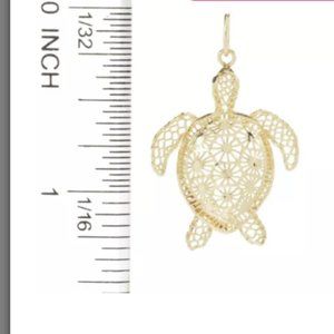 Stefano Oro 14K Gold Diamond Cut Ricami Turtle Pendant, 1.23 grams